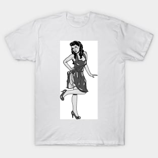 Pin up Girl in black and white T-Shirt